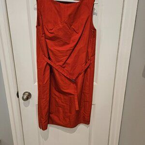 Lida Baday  silk blend summer cocoon dress, burnt orange, sleeveless boatneck